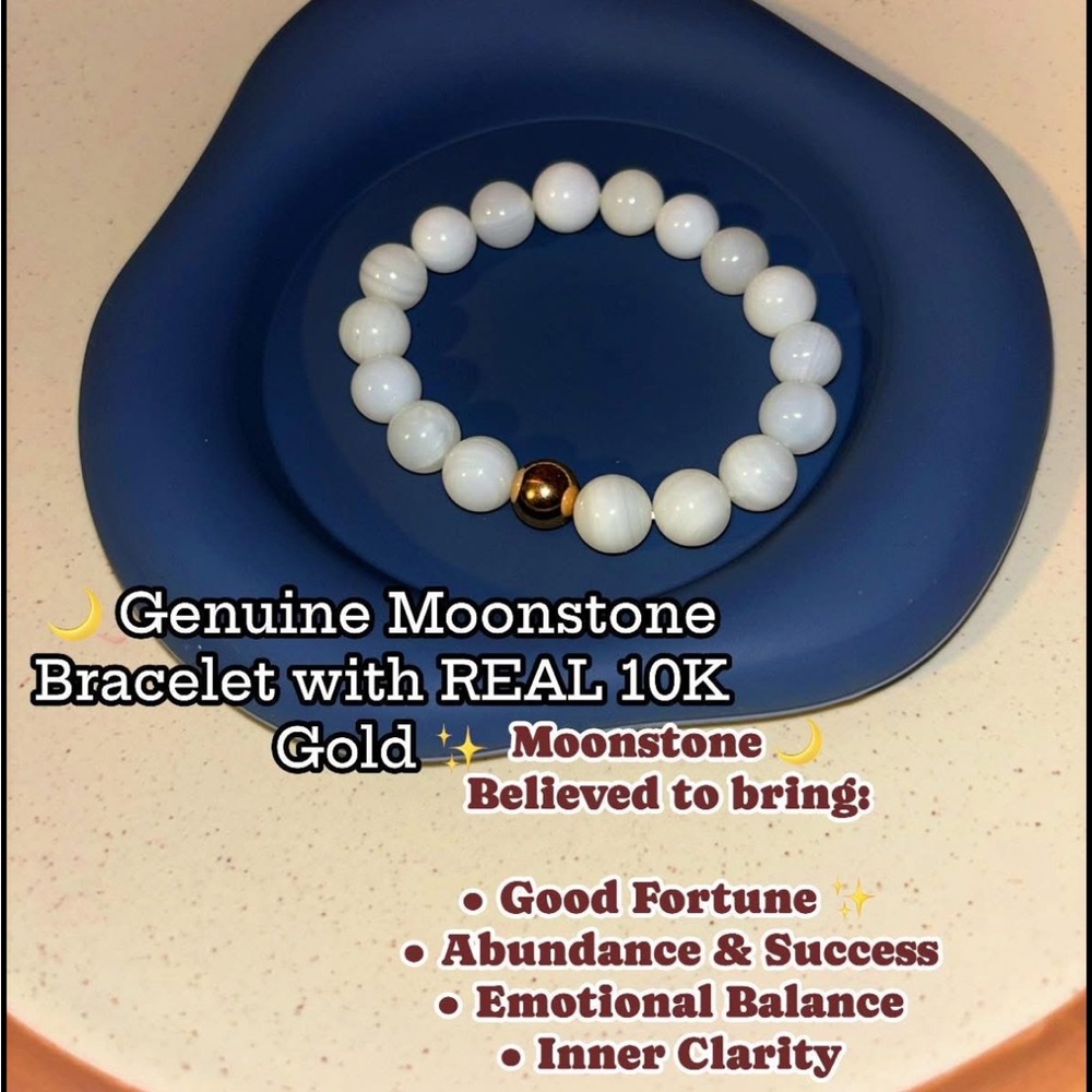 Moonstone Bracelet with 10K Gold Accent
